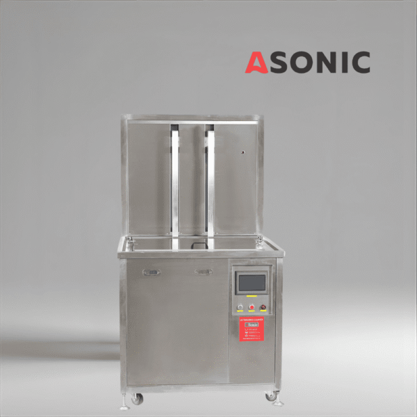 ASONIC-IND-2000Pneumatic-3 Pastruesi ultrasonik pneumatik ASONIC IND-2000, dizajn i fortë prej çeliku inox me ngritës koshesh pneumatik për fabrika.