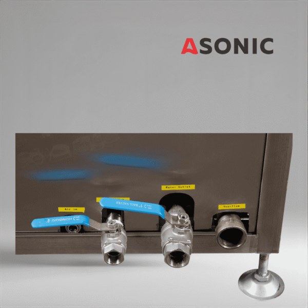 ASONIC-IND-2000Pneumatic-4 ASONIC IND-2000 Banjë ultrasonike pneumatike, sistem me kapacitet të lartë me ngritës për pastrimin e komponentëve industrialë me përmasa të mëdha