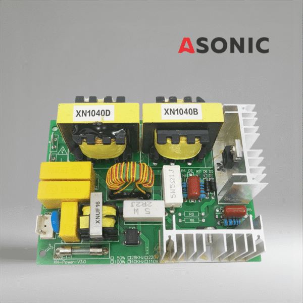ASONIC PROmodel PCB 120W 40kHz, pllakë qarku energjetik me performancë të lartë për pastrues ultratingullorë, që ofron dalje të qëndrueshme dhe besueshmëri.