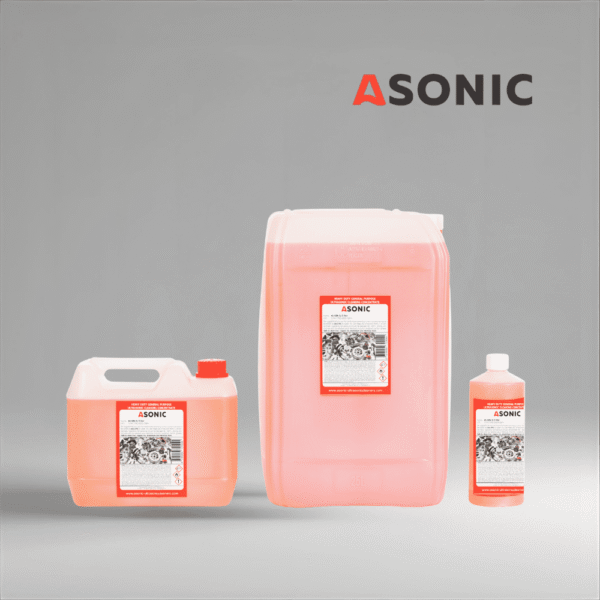 ASONIC AS-GEN detergjent ultrasonik me qëllim të përgjithshëm në kanistera 1L, 5L dhe 25L.