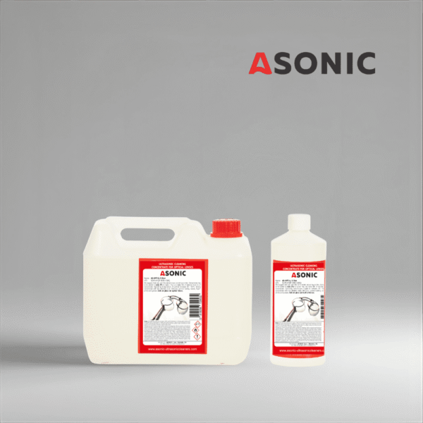 Detergjenti ASONIC AS-OPT në kanistera 1L, 5L dhe 25L për pastrim ultrasonik të lenteve optike. Lëngu pastrues ultrasonik optik ASONIC AS-OPT-1, shishe 1L për pastrim të sigurt të lenteve, syzeve dhe pajisjeve optike. Detergjenti ultrasonik optik ASONIC AS-OPT-5, solucion 5L për pastrim të syzeve, lenteve dhe instrumenteve optike precize.