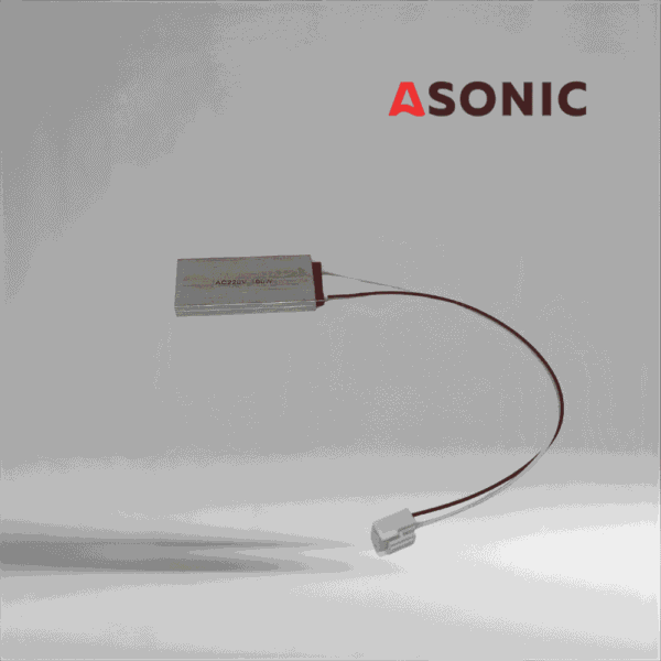 Ngrohësi i sheshtë ASONIC 100W i projektuar për montim në rezervuarët e pastruesit ultrasonik për kontrollin e temperaturës.