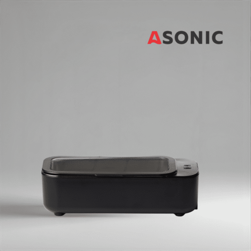 ASONIC HOME-450black banja ultrasonike, pastrues elegant dhe portativ për përdorim në shtëpi, i dizajnuar për aksesorë të përditshëm.