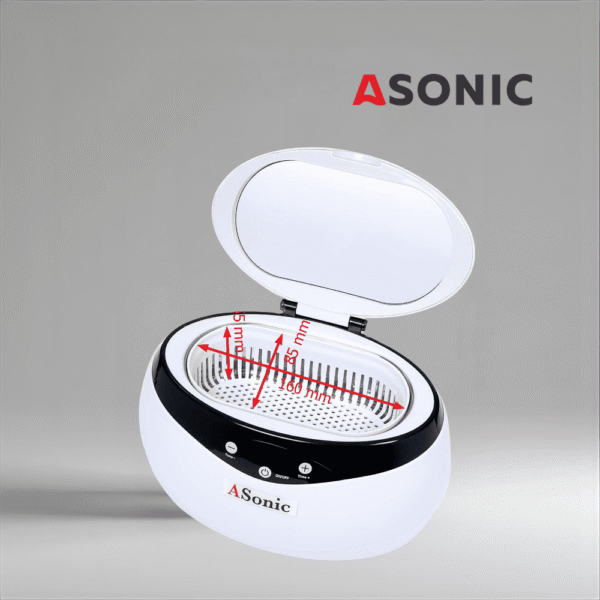 Pastrues ultrasonik ASONIC HOME-650, banjo kompakte për bizhuteri, syze dhe pastrim të përditshëm të shtëpisë.