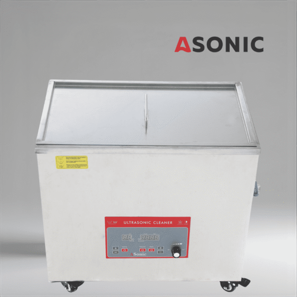 ASONIC Industrial 40L Pastrues ultrasonik me kapak Banjë ultrasonike industriale ASONIC IND-400 me dizajn prej çeliku inox për pastrim preciz të besueshëm.