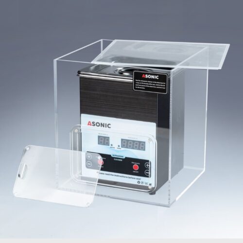 Kutia e hapur e heshtur tregon një pastrues ultrasonik ASONIC 2L brenda, të dizajnuar për të reduktuar zhurmën gjatë funksionimit.