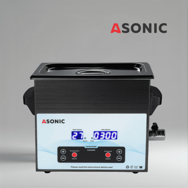 Pastrues ultrasonik i zi ASONIC MED 3L me kapak prej çeliku inox për pastrimin e mjeteve mjekësore dhe dentare.