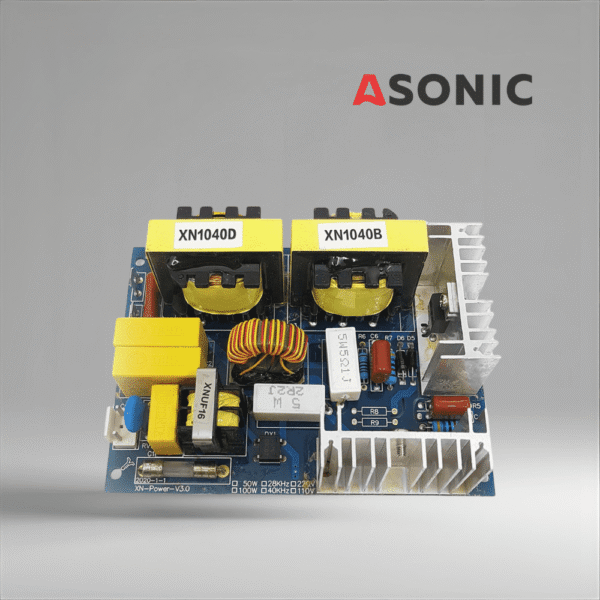 ASONIC PROmodel PCB 120W 28kHz, bord industrial i qarkut të energjisë për pastrues ultratingullorë, që siguron frekuencë dhe performancë të qëndrueshme.