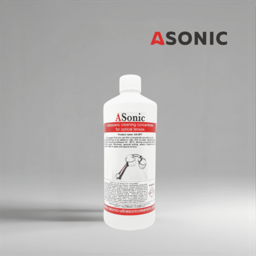 ASONIC AS-OPT-1 optical ultrasonic cleaning solution, 1L bottle for safe cleaning of lenses, glasses and optical devices.