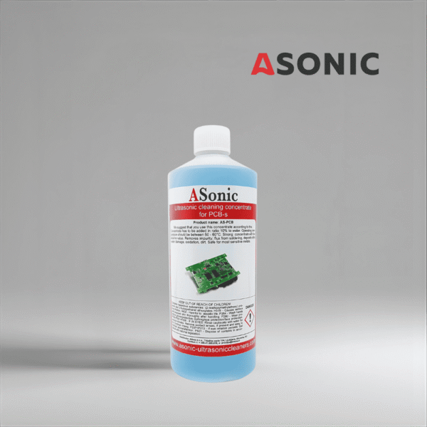 ASONIC PCB-1 detergjent ultrasonik, zgjidhje 1L për pastrim të sigurt dhe të saktë të bordeve të qarkut të printuar dhe elektronikës.